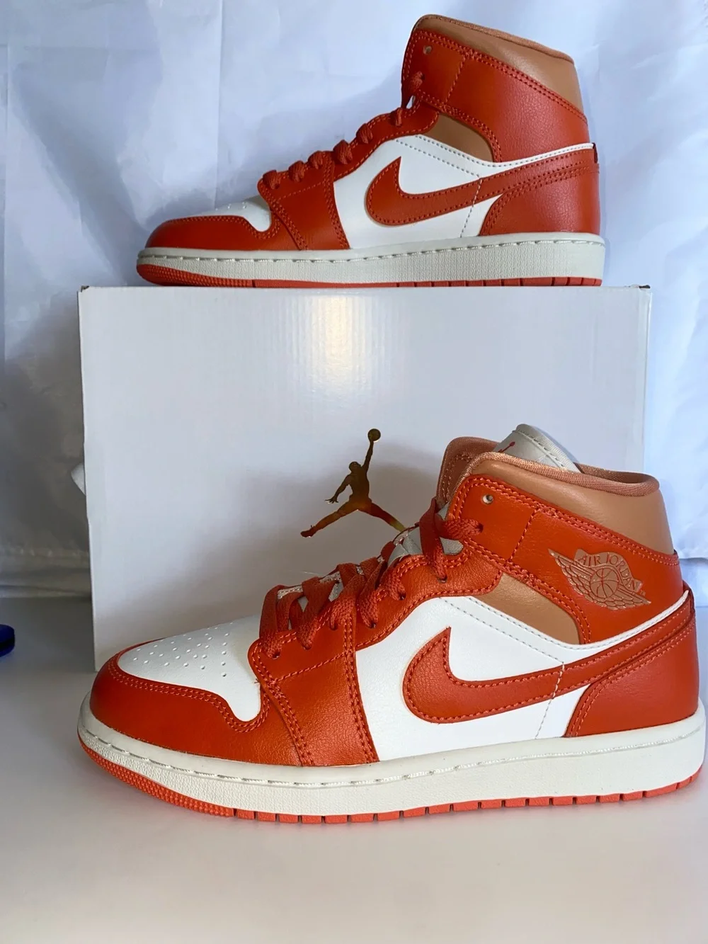 Nike  Women’s Orange and White Mid-Top Sneakers -
